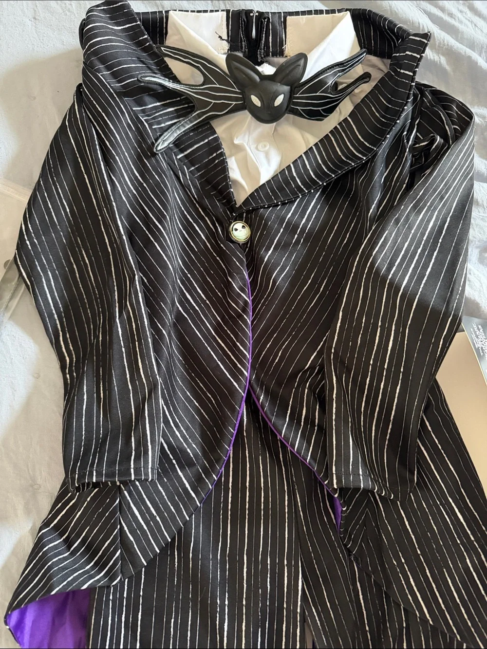 Spirit Halloween Jack Skellington Kids Costume - Black with White Pinstripes